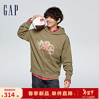 Gap男女装春季2024LOGO宽松套头连帽衫422212新年款运动卫衣 棕色 165/84A(XS) 亚洲尺码