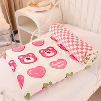 婧麒（JOYNCLEON）儿童床垫床褥新生婴儿垫被宝宝幼儿园午睡棉花冬季小褥子 草莓熊【超柔牛奶绒  单垫套】 60*135cm