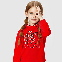 限尺码：全棉时代 秋季3-8岁女童连帽套头纯棉卫衣 新年红品