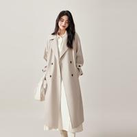 简约韩版翻领双排扣高级气质毛呢大衣外套女