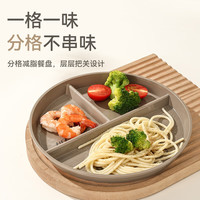 沃德百惠(WORTHBUY)分格减脂餐盘早餐盘果盘一人食儿童餐具家用饺子盘定量三格盘 赫赫熊-咖色