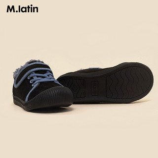 88VIP：M.Latin 马拉丁 童鞋儿童帆布鞋2022冬季新款防滑加绒加厚麂皮绒鞋子