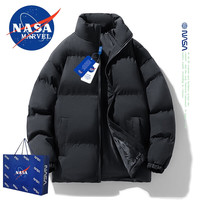NASA MARVEL棉衣男棉服冬季外套加厚保暖面包服休闲潮牌百搭装棉袄子 黑色 M-(80斤-100斤)