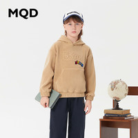 马骑顿 MQD童装男大童23冬基础百搭摇粒绒保暖连帽卫衣 卡其 150cm