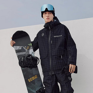 探路者（TOREAD）户外滑雪服冬季运动防风防水单板双板滑雪衣男女 黑色\\格子 L 黑色格子