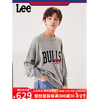 Lee【NBA联名】秋冬童装毛衣男童女童休闲宽松保暖儿童上衣 灰卡其 120cm