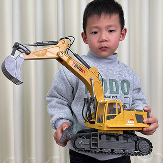 星珀（Symper）儿童仿真遥控合金挖掘机超大号15通玩具车工程车挖土男孩新年