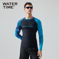 WATERTIME泳衣男泳裤套装双层速干五分裤防尴尬长袖防晒游泳衣男士游泳装备 浩瀚银河-