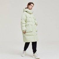 雪中飞 SNOWFLYING 秋冬女士修身大口袋保暖连帽大气时尚中长款羽绒服