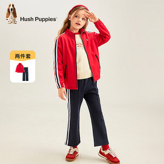 暇步士（Hush Puppies）童装拜年服女童套装春装儿童套装舒适柔软大毛圈休闲时尚 粉艾尔 110cm