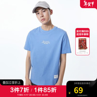 杰克·琼斯(JACK&JONES)男士上衣夏季舒适潮流个性印花多色基础短袖T恤圆领223101179 C40普罗旺斯蓝 180/100A/L