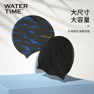 WATERTIME泳帽女防水不勒头加大护耳涂鸦印花硅胶游泳帽男 星奔川骛（紫） 均码