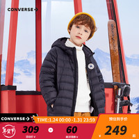匡威(Converse)匡威儿童装男女童冬季轻连帽羽绒服儿童新年红色保暖外套 正黑色 140/68
