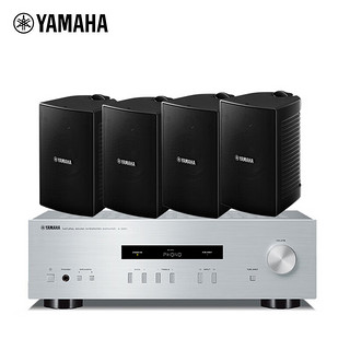 雅马哈（YAMAHA）A-S201+NS-AW294(2对) 家用客厅背景音乐功放音响套装  壁挂会议/户外系统音响 音箱黑色