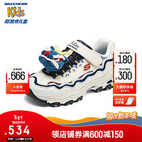 Skechers斯凯奇奇龙鞋女童新年2024红色老爹鞋时尚运动鞋319513L 乳白色/蓝色/OWBL 32码