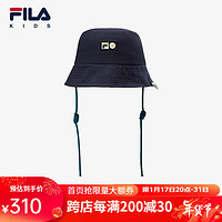 FILA 斐乐 儿童帽子2024春季中大童女童休闲帽户外防晒渔夫帽 传奇蓝-NV M