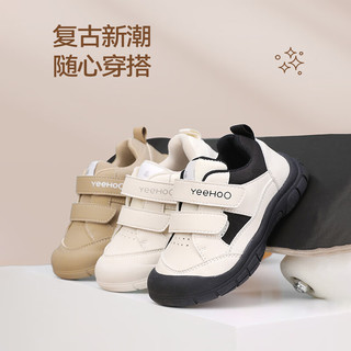 YeeHoO英氏童鞋儿童运动鞋2024春秋款男童防滑软底女童休闲鞋宝宝鞋子 米色 27码-内长17.5cm-适合脚长17.0cm