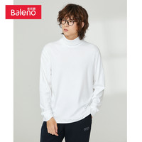 Baleno 班尼路 秋季日系高领长袖白色t恤纯色纯棉打底衫秋装上衣