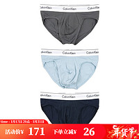 Calvin Klein/CK 卡尔文克雷恩 3件装男士舒适三角裤内裤 NB2379A 深灰/浅蓝/深蓝 679 L