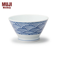 無印良品 MUJI無印良品 波佐见烧 饭碗 碗餐具 瓷碗 斗笠碗 家用 青海波纹 大纹 口径12.5cm