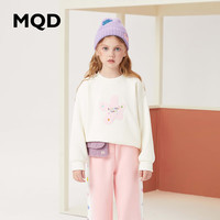 MQD 马骑顿 童装女大童学院风卡通圆领卫衣 米白 140cm