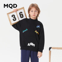 马骑顿 MQD童装男大童23冬潮酷休闲加绒字母半高领卫衣 黑色 120cm