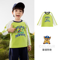 汪汪队立大功汪汪队男童长袖t恤春秋款2024儿童纯棉宝宝上衣春季男孩衣服 草绿色 120CM