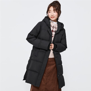 GIORDANO 佐丹奴 羽绒服女秋冬鸭绒保暖时髦开叉中长款连帽羽绒外套05372671