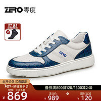 零度男鞋板鞋2024春季日常舒适男士休闲运动鞋拼色透气轻便柔软鞋 白蓝色 38