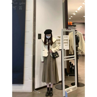 可茵（Keyin） 连衣裙女装套装女秋季韩版气质减龄小香风中长款裙子 上衣+裙子 L