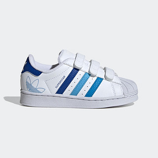 adidas SUPERSTAR CF魔术贴贝壳头经典板鞋男小童阿迪达斯三叶草 白/蓝 31.5(190mm)