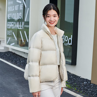 坦博尔23年珠光感羽绒服女小个子短款立领时尚百搭韩版外套冬