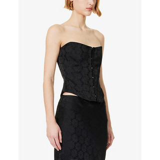 Stella McCartney 奢侈品潮牌 女士 花卉提花修身版型束腰上衣 BLACK 6