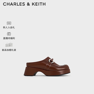 CHARLES&KEITH24春季甜酷穆勒拖包头厚底拖鞋女CK1-70580219 Dark Brown深棕色 35