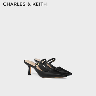 CHARLES&KEITH24春季一字带尖头高跟穆勒鞋女CK1-60361497 Black黑色 41