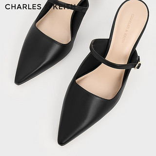 CHARLES&KEITH24春季一字带尖头高跟穆勒鞋女CK1-60361497 Black黑色 41