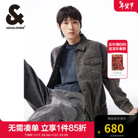 杰克琼斯 杰克·琼斯(JACK&JONES)春季衣服男装牛仔外套男宽松字母刺绣翻领夹克男春秋上衣高级感 中灰牛仔A17 常规 165/88A/XS