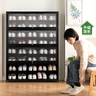木马人鞋柜家用门口2023进门一体靠墙鞋架客厅玄关柜多层放鞋大容量 【加深宽度】黑色-七层112长