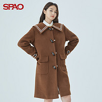 SPAO 女士毛呢外套秋冬新款翻领中长款廓形大衣SPJWC4TS21