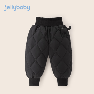 JELLYBABY儿童羽绒裤男童宝宝秋冬外穿保暖长裤小童加绒冬装女童冬季裤子 黑色 110CM