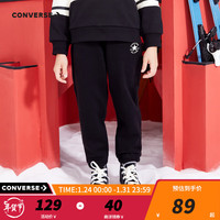Converse匡威童装冬男童女童加绒长裤裤子儿童运动裤卫裤休闲裤 正黑色（女款） 155/64（XL）