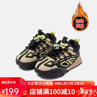 Kappa Kids背靠背卡帕童鞋秋季运动鞋男轻便透气防滑耐磨跑步鞋 010卡其 34码