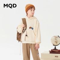 MQD童装男大童23冬基础百搭摇粒绒保暖连帽卫衣 米白 130cm