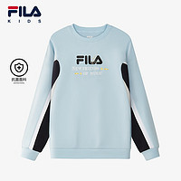 FILA斐乐儿童服装2024春冬男中大童卫衣套头卫衣 浅矽蓝-LB 130