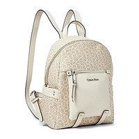 Calvin Klein 奢侈品潮牌 女士 MAYA SIGNATURE BACKPACK 双肩包 Khaki/Vanilla/White One Size