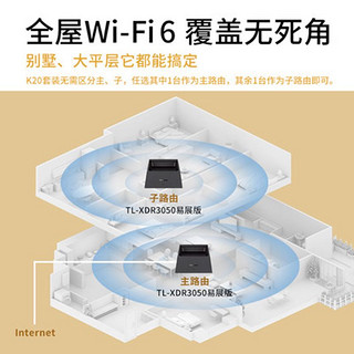 TP-LINK 普联 全屋WiFi6 子母路由器双频AX3000二只装K20千兆易展版