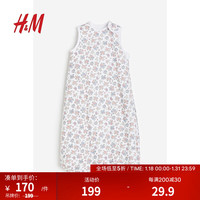H&M童装女婴幼童宝宝睡袋2024春季薄款印花空调房防踢被1174434 白色/花卉 90/52