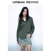UR2024春季女装时尚气质通勤百搭宽松开襟衬衫UWL240007 军绿 XS