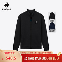 乐卡克（Le coq sportif）法国公鸡男款24三色系列经典复古立领拉链开衫外套 黑色/B01 M