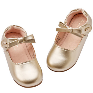 戴维贝拉（DAVE＆BELLA）女童皮鞋儿童公主鞋软底小童演出鞋2024春季童鞋洋气宝宝鞋子 金色 2